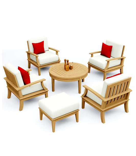 6 Piece Somer Lounge Set: Somer Chairs, Ottoman and Noida Coffee Table