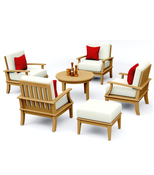 6 Piece Somer Lounge Set: Lounge Chairs, Coffee Table and Ottoman