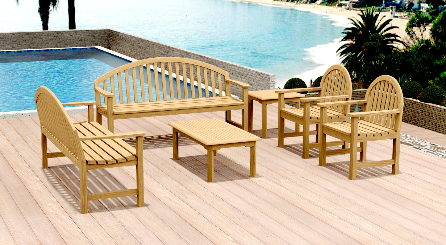 6 Piece Giverny Bench Set: 2 Benches, 2 Giverny Chairs with Napa Accent Tables