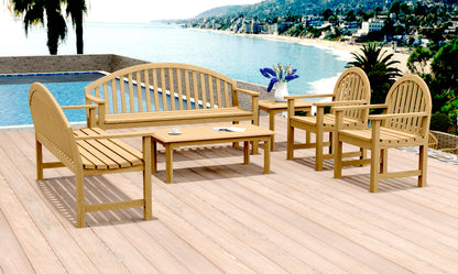 6 Piece Giverny Bench Set: 2 Benches, 2 Giverny Chairs with Napa Accent Tables