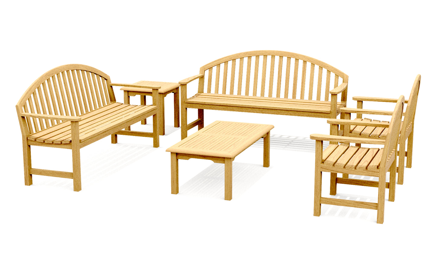 6 Piece Giverny Bench Set: 2 Benches, 2 Giverny Chairs with Napa Accent Tables