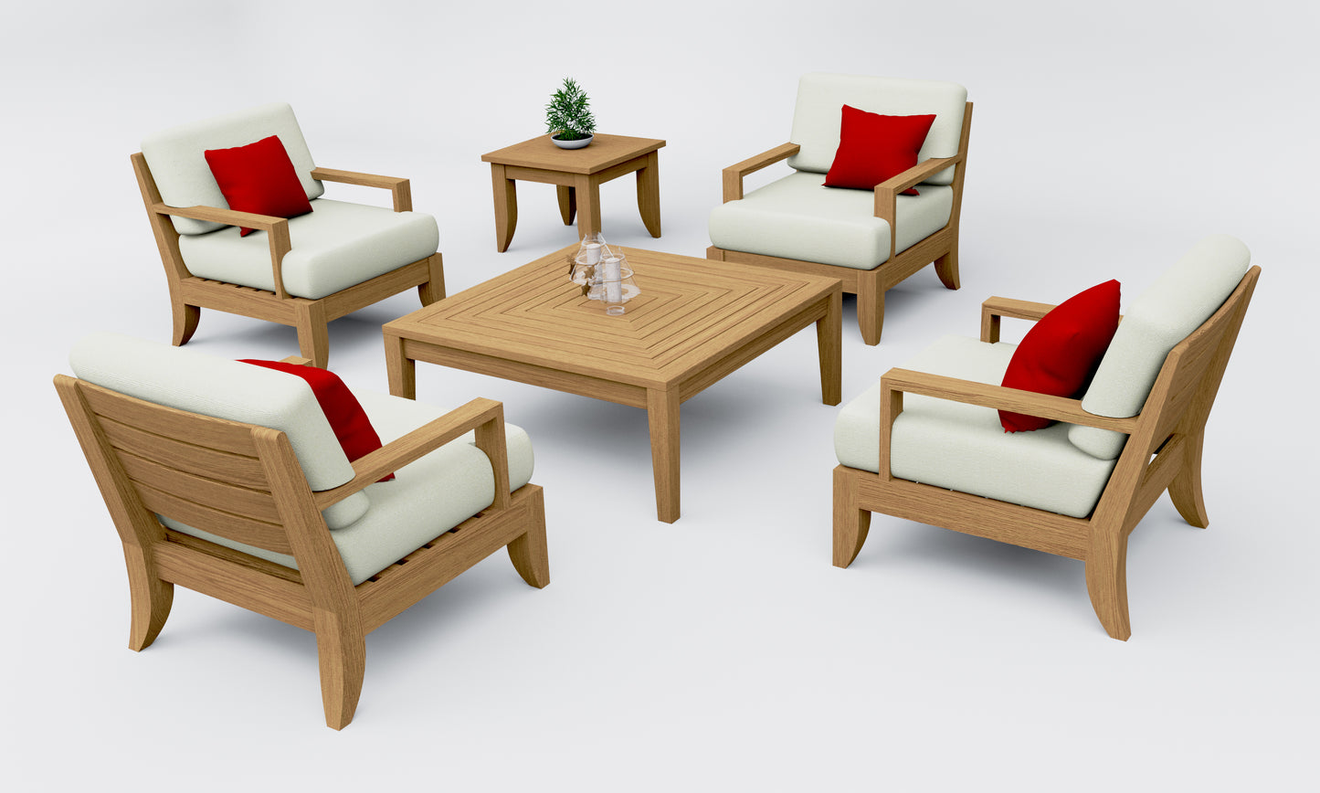 6 Piece Atnas Lounge Set: 4 Atnas Lounge Chairs with Noida Square Accent tables