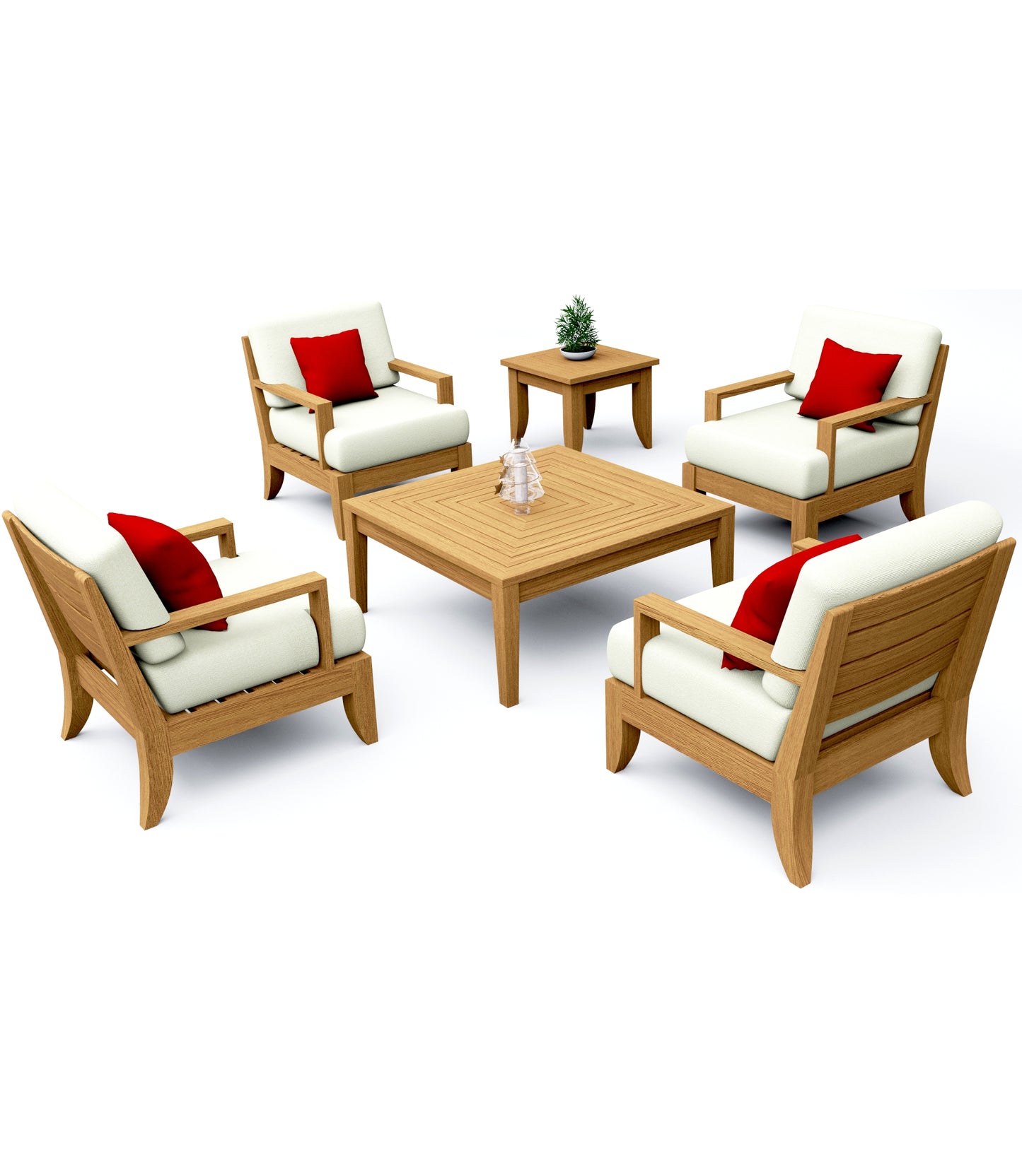 6 Piece Atnas Lounge Set: 4 Atnas Lounge Chairs with Noida Square Accent tables