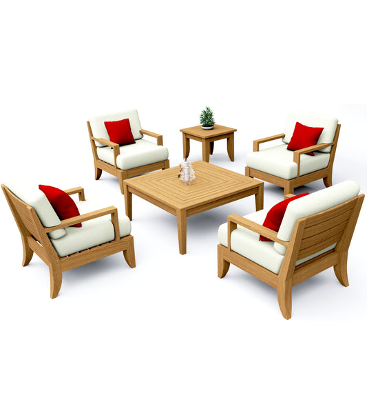6 Piece Atnas Lounge Set: 4 Atnas Lounge Chairs with Noida Square Accent tables
