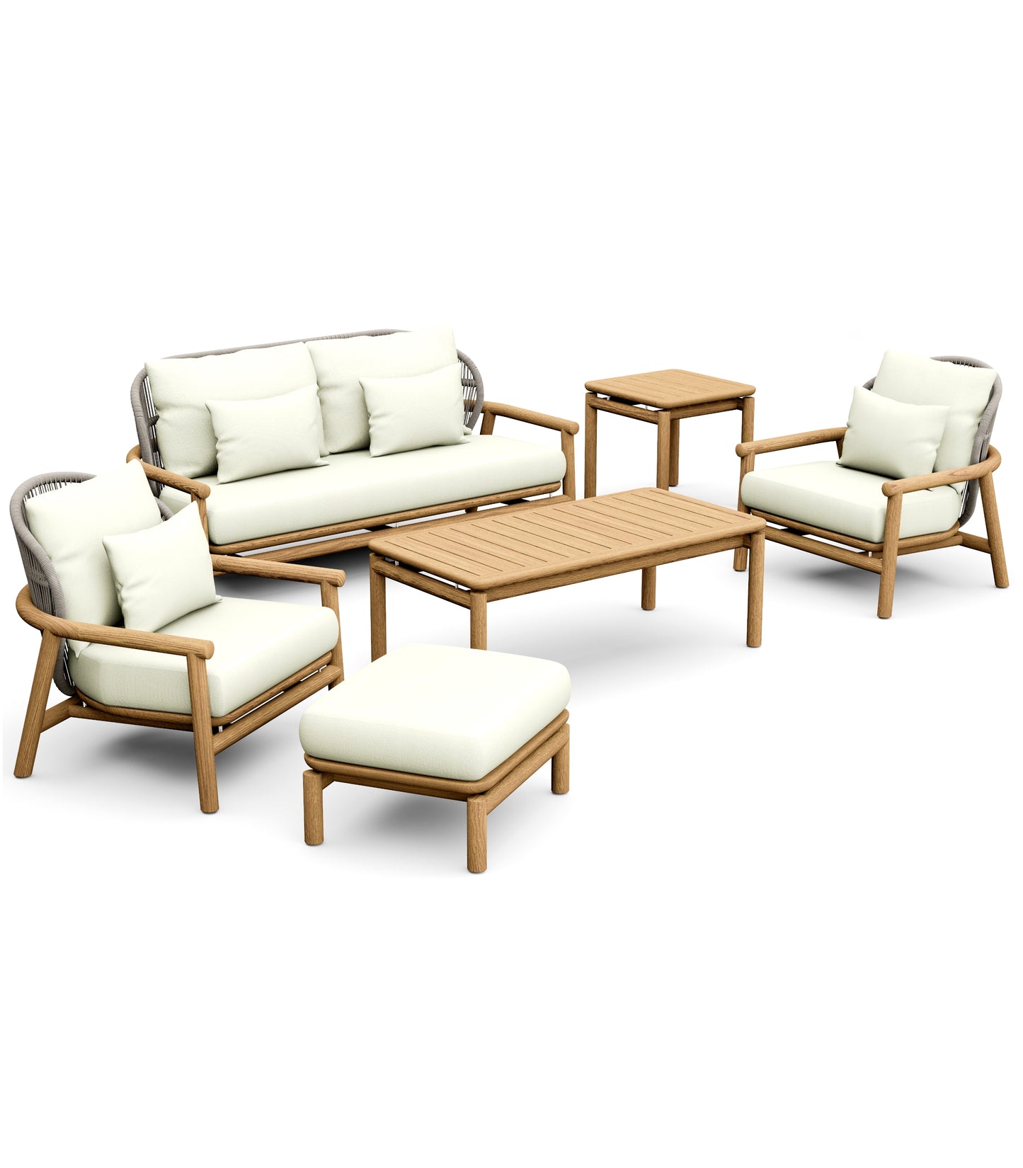 6 Piece Fensee Lounge Set: Sofa, Lounge chairs with Accent tables and Ottoman