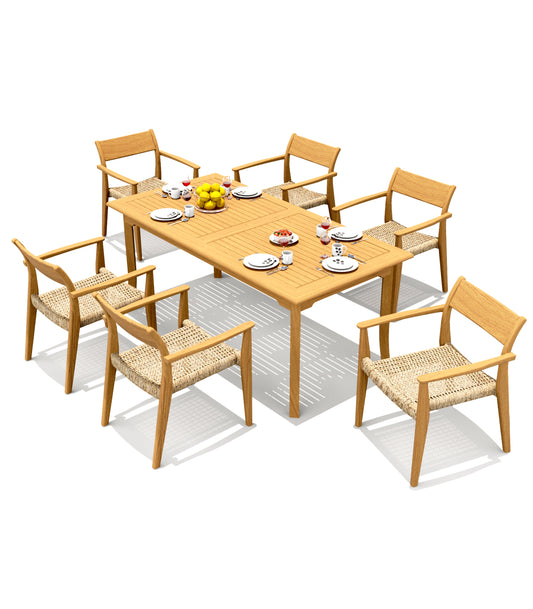 71" Rectangle Table with 6 Amilo Arm Chairs