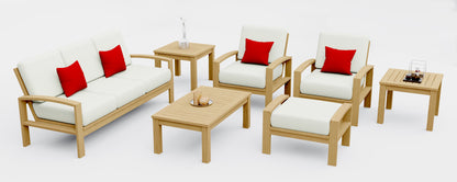 7 Piece Madras Lounge Set: Lounge Chairs, Ottoman with Noida Square Accent Tables