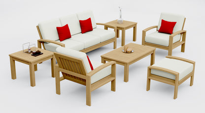 7 Piece Madras Lounge Set: Lounge Chairs, Ottoman with Noida Square Accent Tables