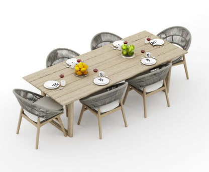 Sema Rectangle Dining Table with Robas Dining Chairs - Weathered Teak