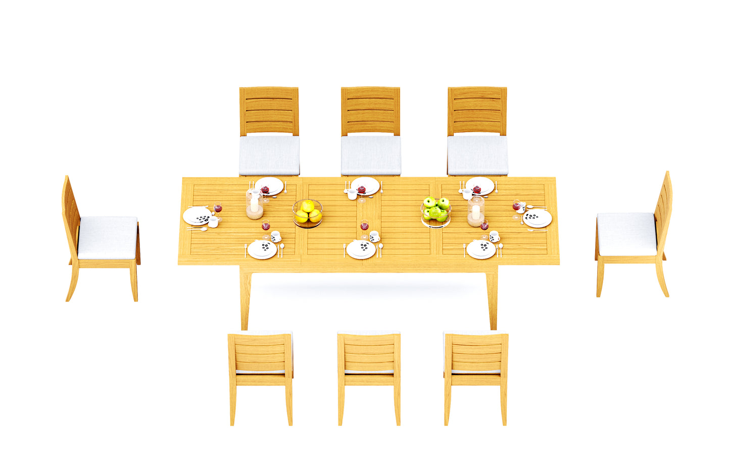 122" Caranas Dining Table with Atnas Armless Chairs