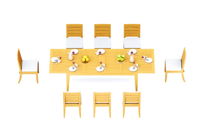 122" Caranas Dining Table with Atnas Armless Chairs