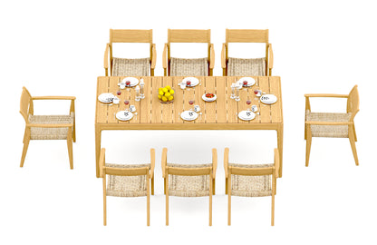 Amilo Dining Table with Amilo Dining Arm Chairs - Natural Teak
