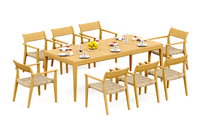 Amilo Dining Table with Amilo Dining Arm Chairs - Natural Teak