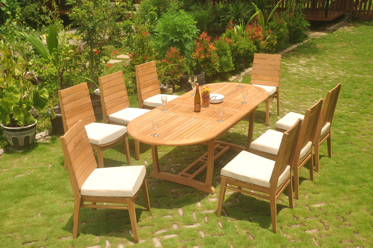 94" Oval Table with Trestle Legs and Charleston Chairs