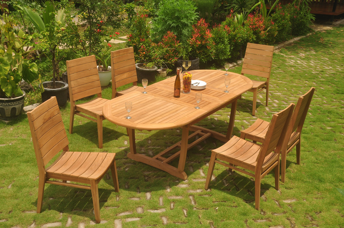 94" Oval Table with Trestle Legs and Charleston Chairs