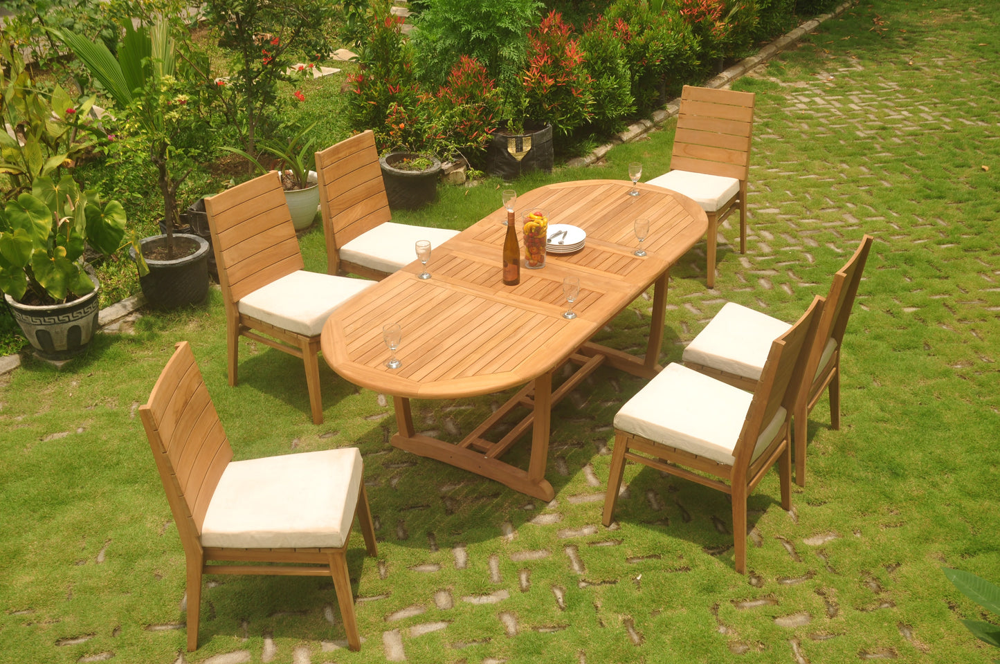 94" Oval Table with Trestle Legs and Charleston Chairs