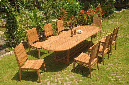 117" Oval Table with Trestle Legs and Charleston Chairs