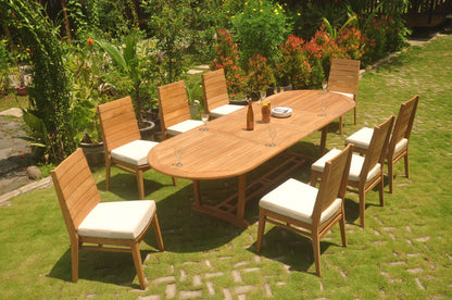 117" Oval Table with Trestle Legs and Charleston Chairs