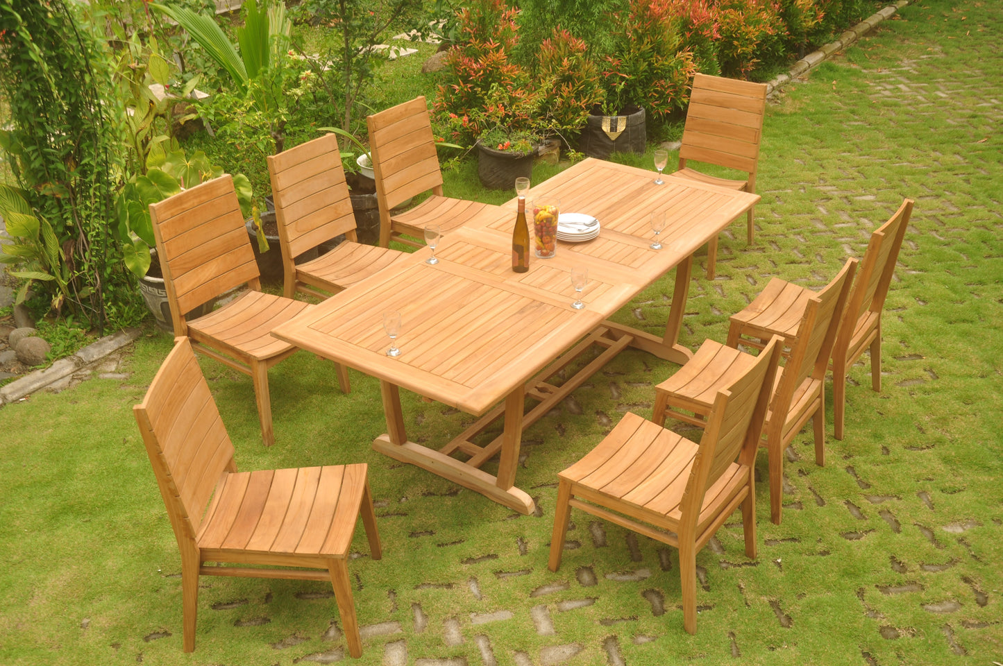 94" Rectangle Table with Trestle Legs and Charleston Chairs