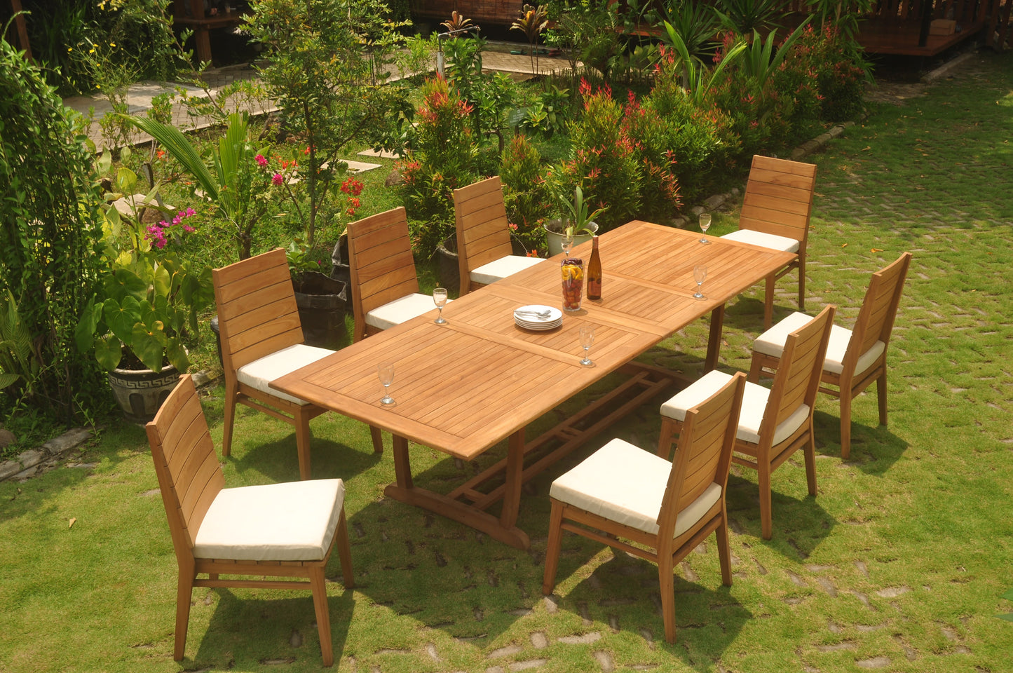 117" Rectangle Table with Trestle Legs and Charleston Chairs