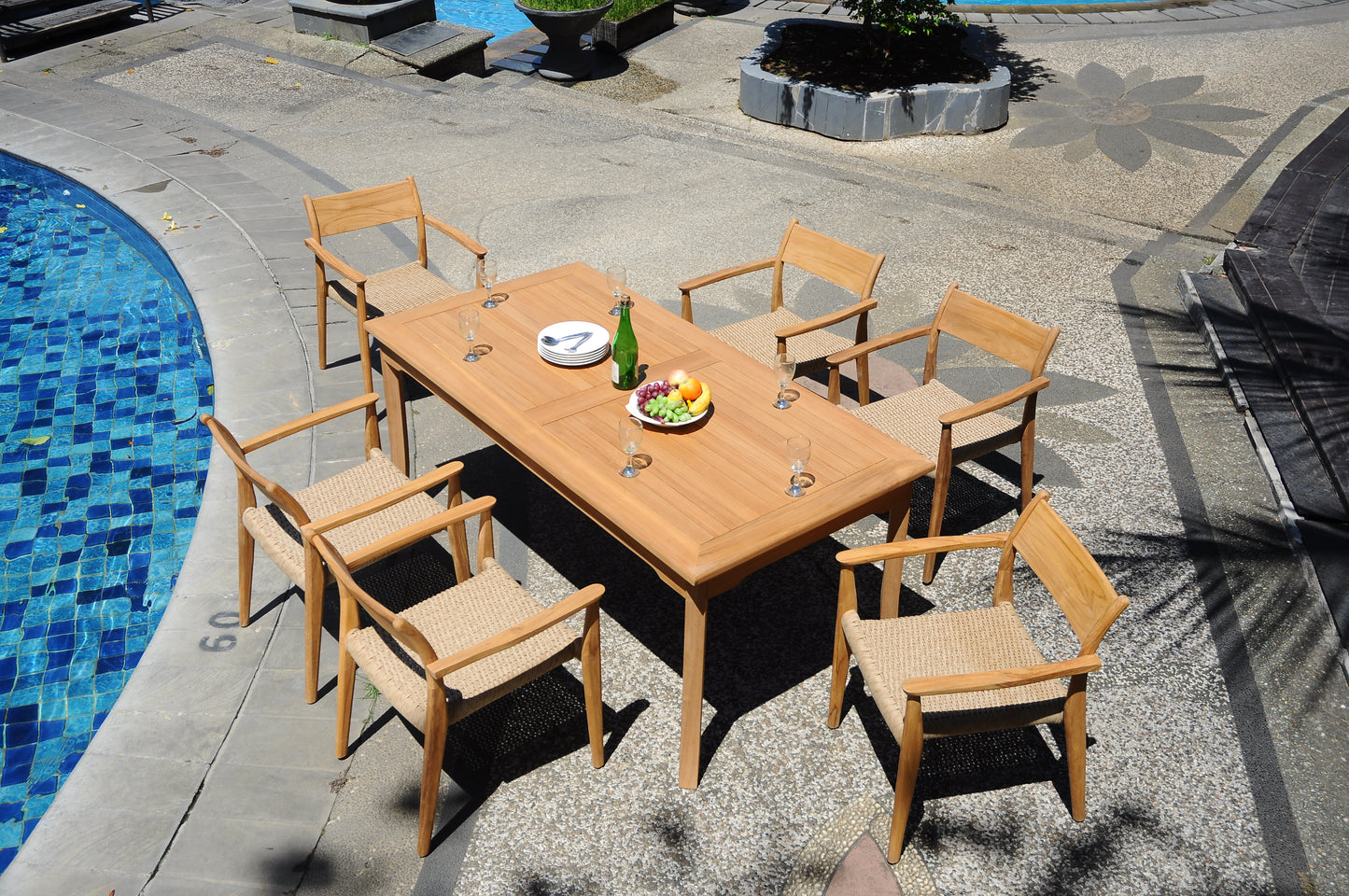 71" Rectangle Table with 6 Amilo Arm Chairs