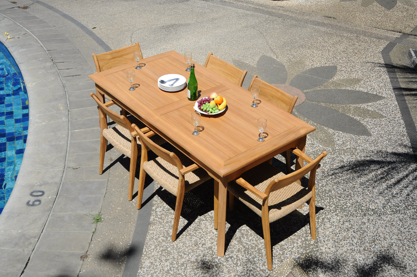 71" Rectangle Table with 6 Amilo Arm Chairs