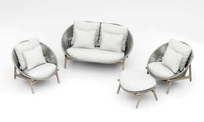 4 Piece Robas Lounge Set: Sofa, Sofa Chairs with Ottoman