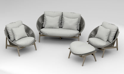 4 Piece Robas Lounge Set: Sofa, Sofa Chairs with Ottoman