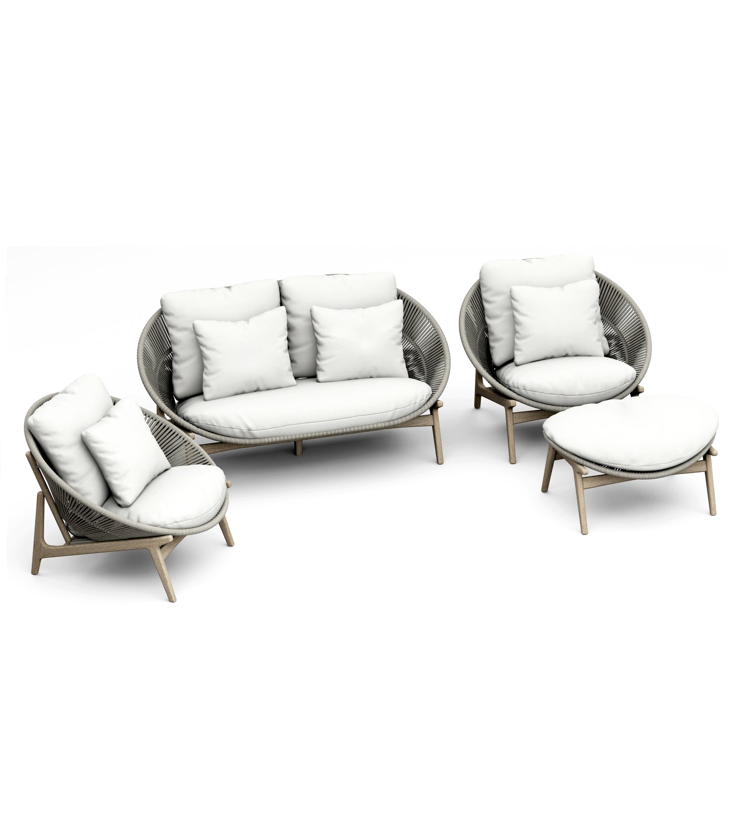 4 Piece Robas Lounge Set: Sofa, Sofa Chairs with Ottoman