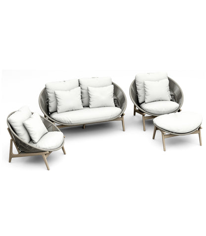 4 Piece Robas Lounge Set: Sofa, Sofa Chairs with Ottoman