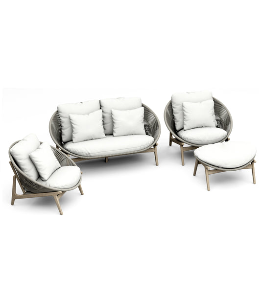 4 Piece Robas Lounge Set: Sofa, Sofa Chairs with Ottoman