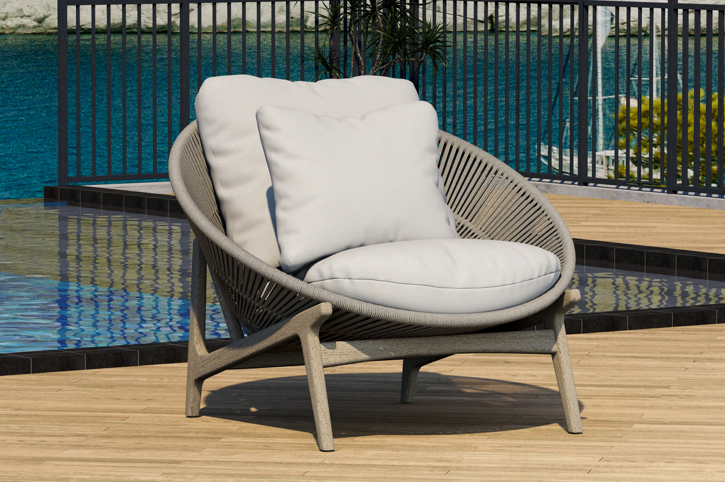 Robas Lounge Arm Chair - Weathered Teak
