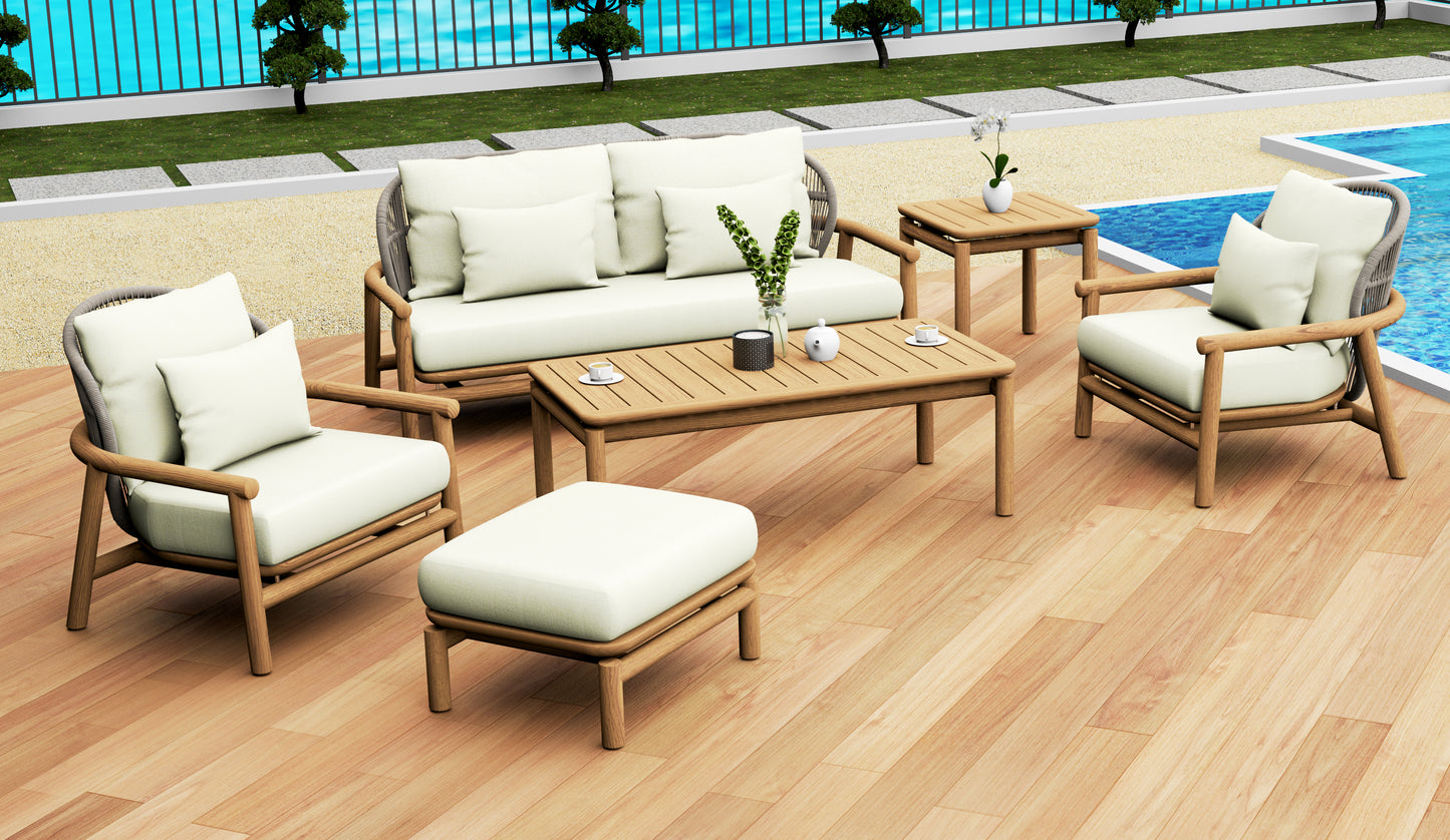 6 Piece Fensee Lounge Set: Sofa, Lounge chairs with Accent tables and Ottoman