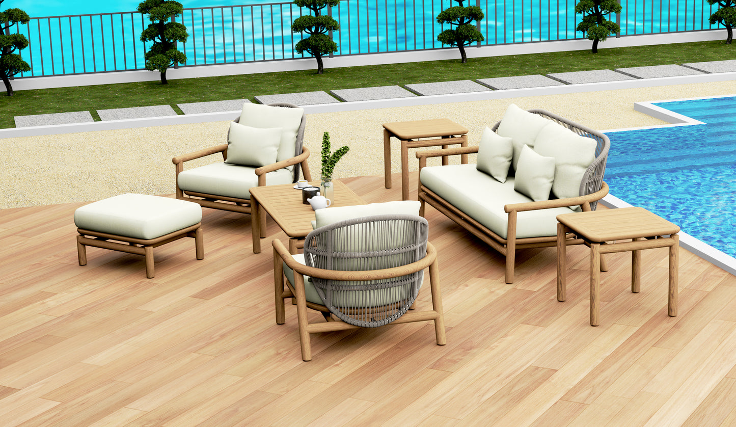 7 Piece Fensee Lounge Set: Sofa, Lounge chairs with Accent tables and Ottoman