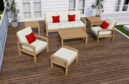 7 Piece Madras Lounge Set: Lounge Chairs, Ottoman with Noida Square Accent Tables