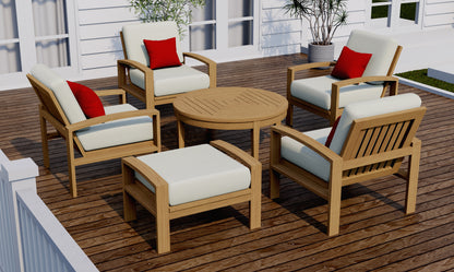 6 Piece Madras Lounge Set: Madras Sofa Chairs, Ottoman and Noida Round Coffee Table