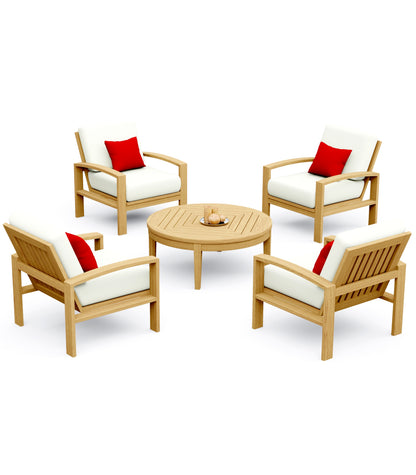 5 Piece Madras Lounge Set: Madras Sofa Chairs and Noida Round Coffee Table