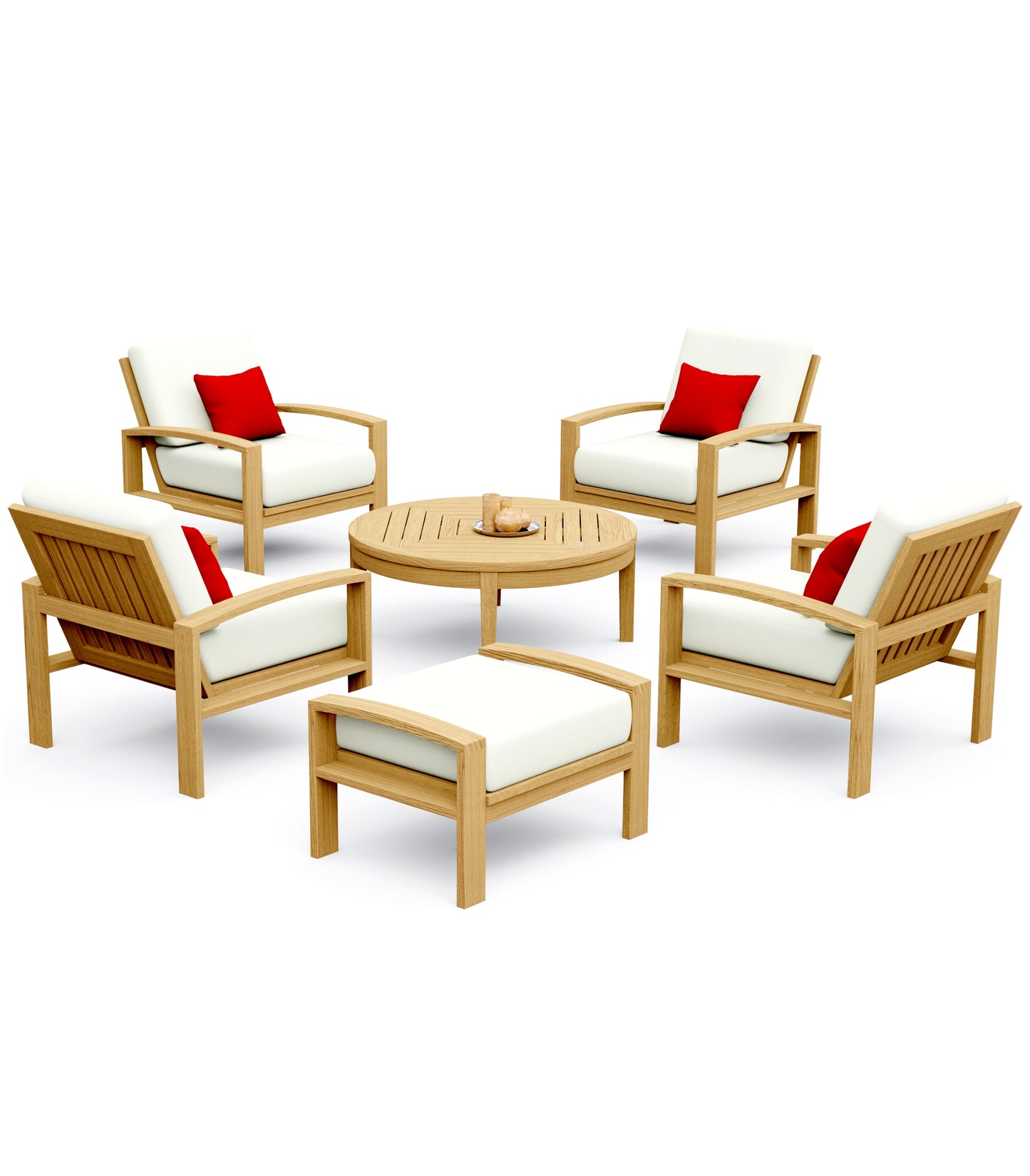6 Piece Madras Lounge Set: Madras Sofa Chairs, Ottoman and Noida Round Coffee Table