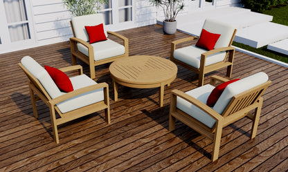 5 Piece Madras Lounge Set: Madras Sofa Chairs and Noida Round Coffee Table