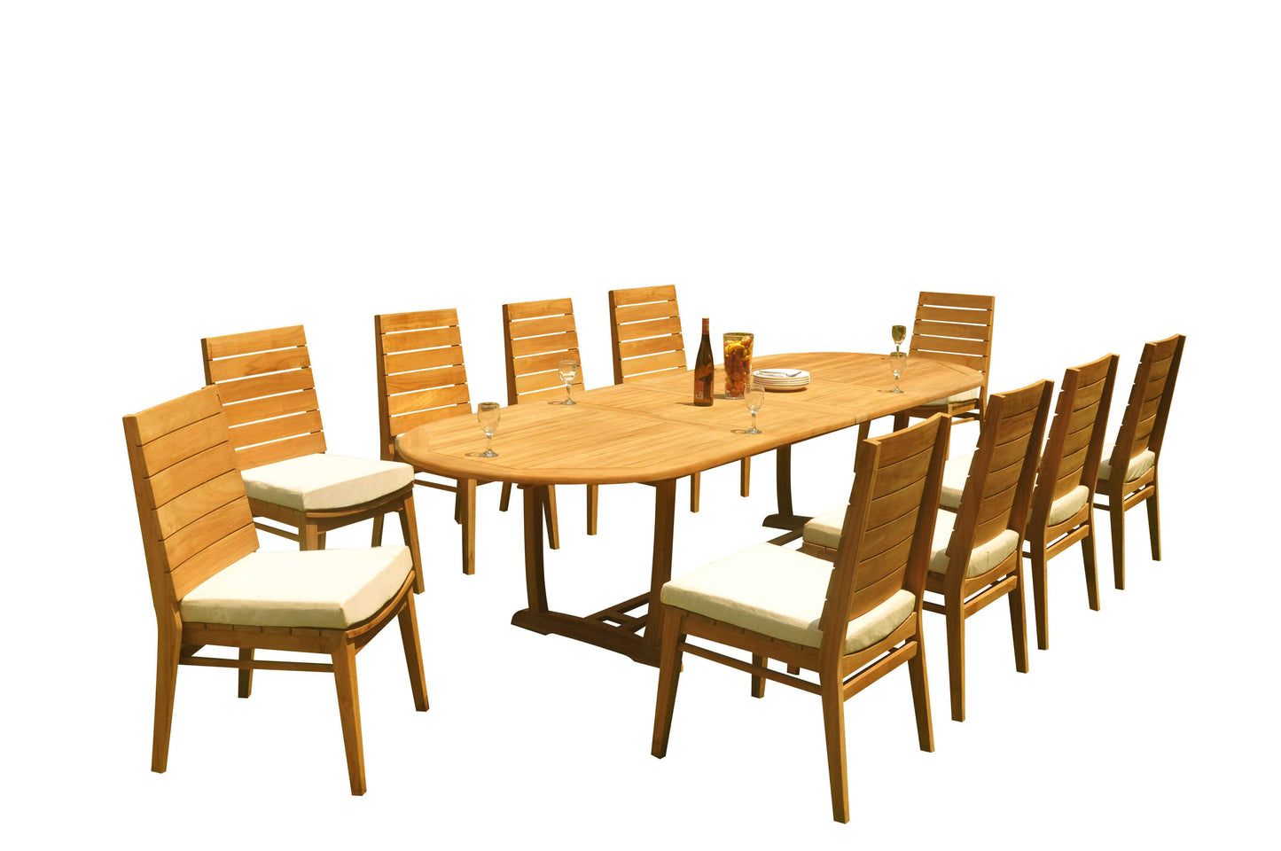 117" Oval Table with Trestle Legs and Charleston Chairs