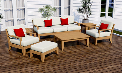 7 Piece Atnas Lounge Set: Lounge Sofa, Lounge Chairs, Ottoman with Accent Tables