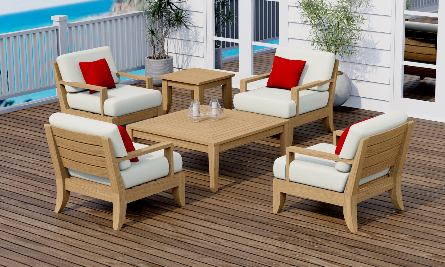 6 Piece Atnas Lounge Set: 4 Atnas Lounge Chairs with Noida Square Accent tables