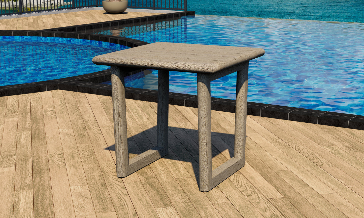 Sema Square Side Table - Weathered Teak