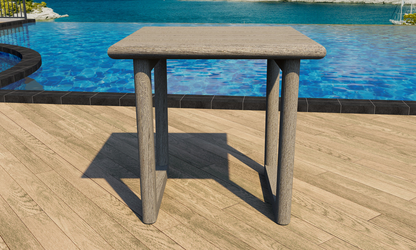 Sema Square Side Table - Weathered Teak