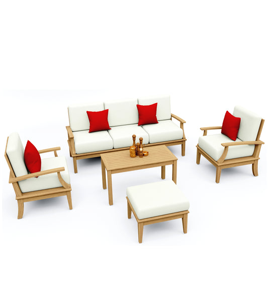5 Piece Somer Lounge Set: Sofa, Sofa Chairs with Madras Coffee Table