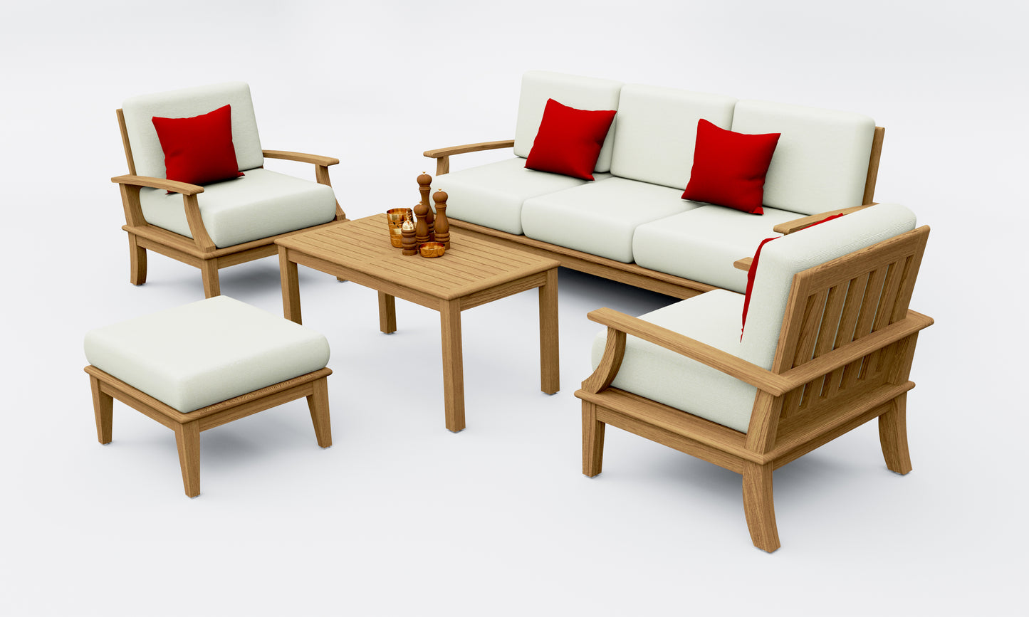 5 Piece Somer Lounge Set: Sofa, Sofa Chairs with Madras Coffee Table