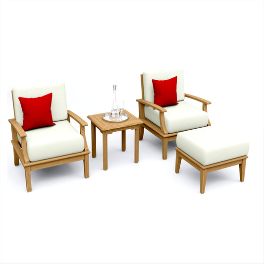 4 Piece Somer Lounge Set: Lounge Chairs, Ottoman and Side Table