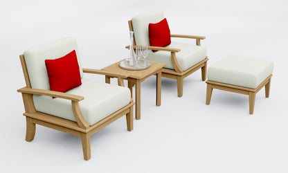 4 Piece Somer Lounge Set: Lounge Chairs, Ottoman and Side Table