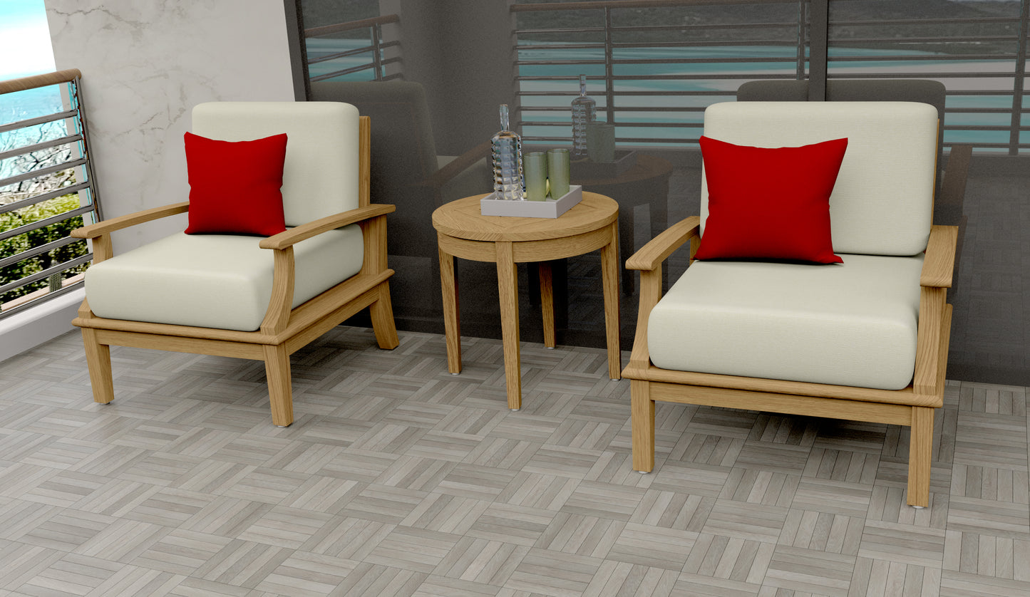 3 Piece Somer Lounge Set: Lounge Chairs with Noida Round Side Table