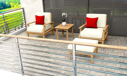 4 Piece Somer Lounge Set: Lounge Chairs, Ottoman and Side Table